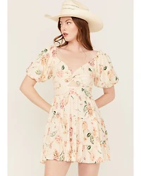 Angie Women's Floral Print Short Sleeve Mini Dress