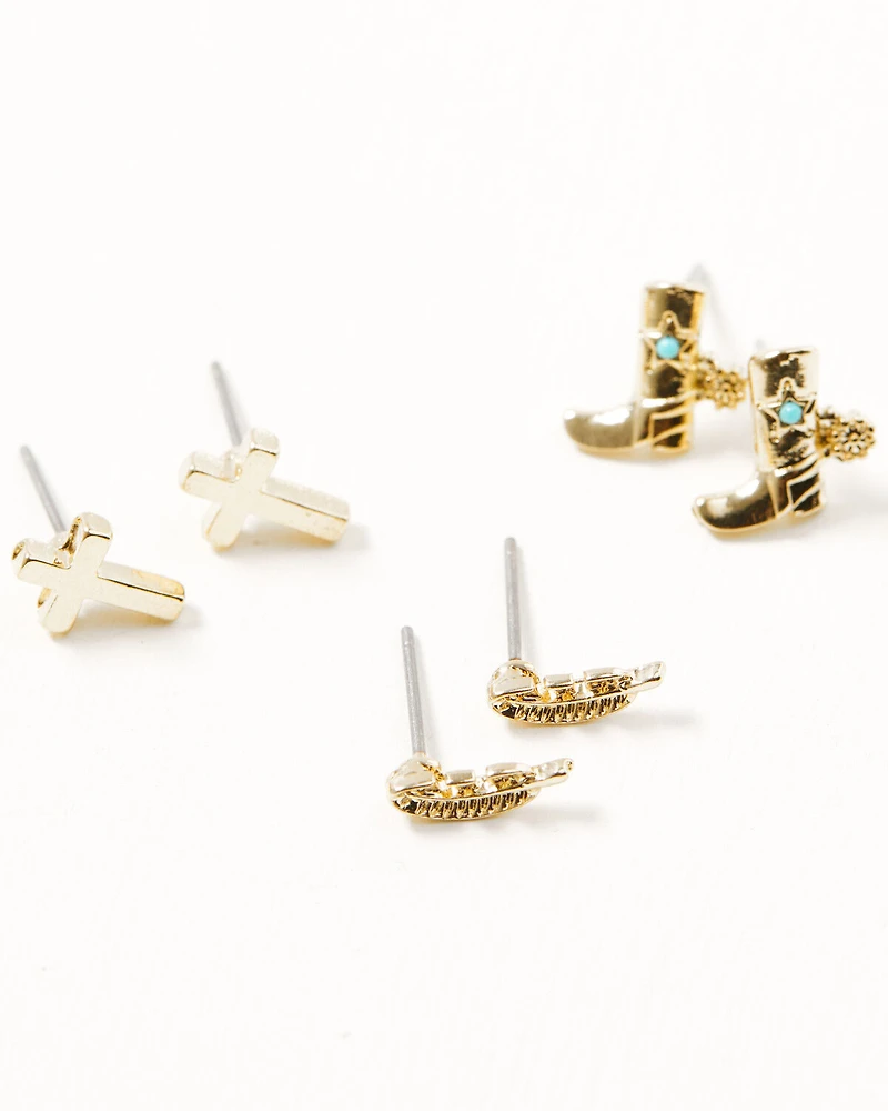 Shyanne Women's Cow Print Earring Set - 24 Piece