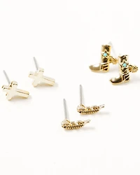 Shyanne Women's Cow Print Earring Set - 24 Piece