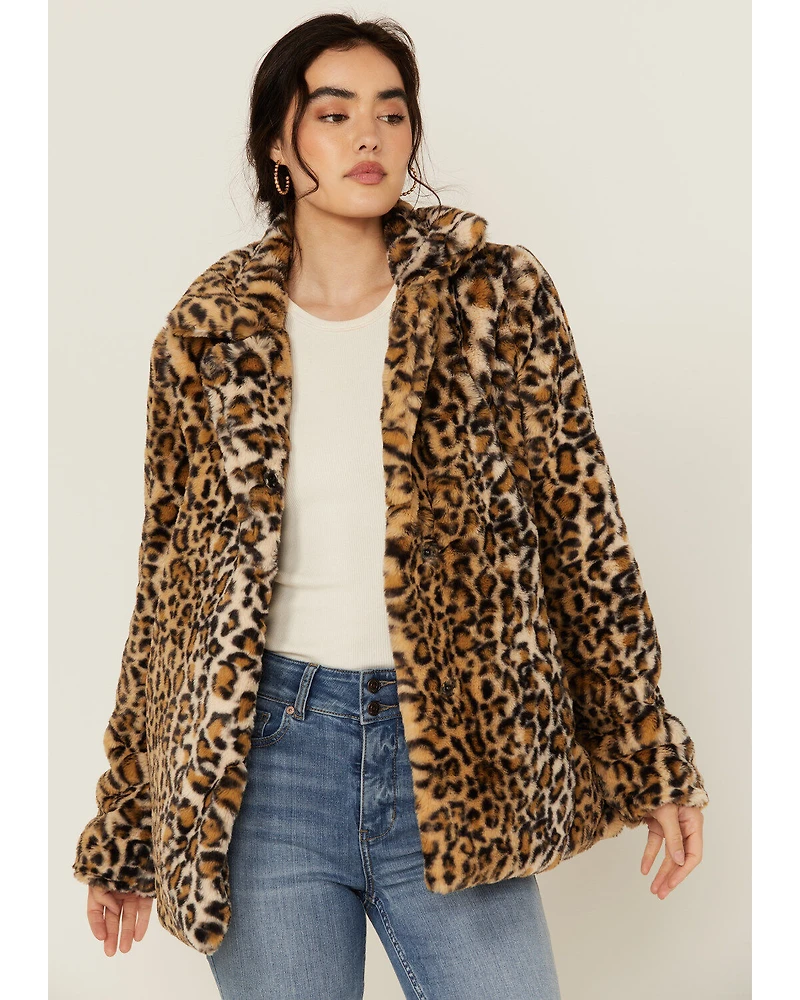 Shyanne Women's Leopard Print Faux Fur Jacket