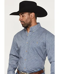 Wrangler Men's Paisley Print Long Sleeve Button-Down Stretch Western Shirt