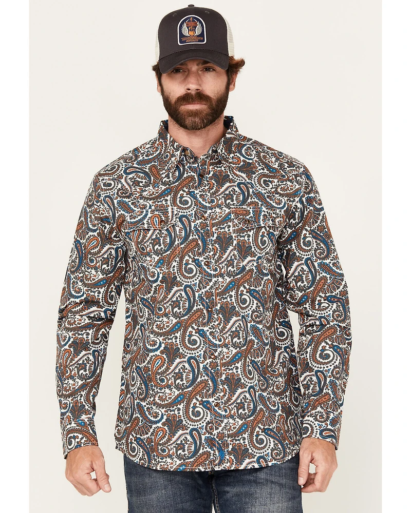 Moonshine Spirit Men's Too Country Paisley Print Long Sleeve Snap Western Shirt