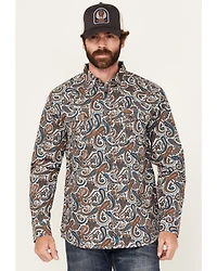 Moonshine Spirit Men's Too Country Paisley Print Long Sleeve Snap Western Shirt