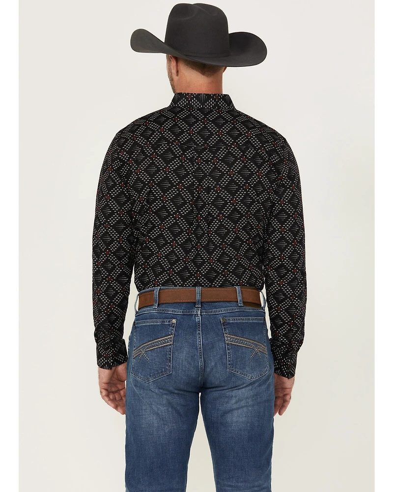 RANK 45® Men's Stampede Diamond Geo Print Long Sleeve Button-Down Stretch Western Shirt