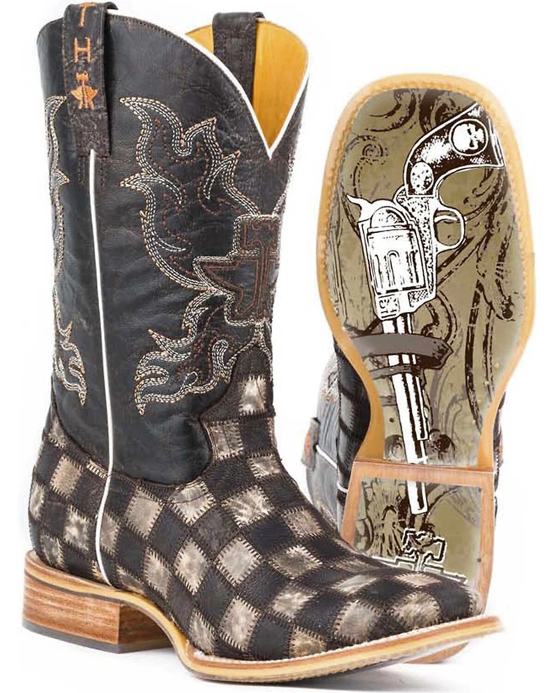 Tin Haul Men's Gun Metal Check Western Boots