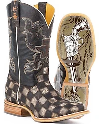 Tin Haul Men's Gun Metal Check Western Boots