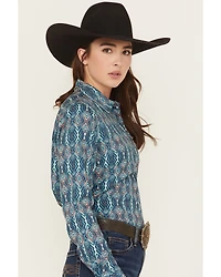 Cinch Women's Southwestern Long Sleeve Button-Down Stretch Western Shirt