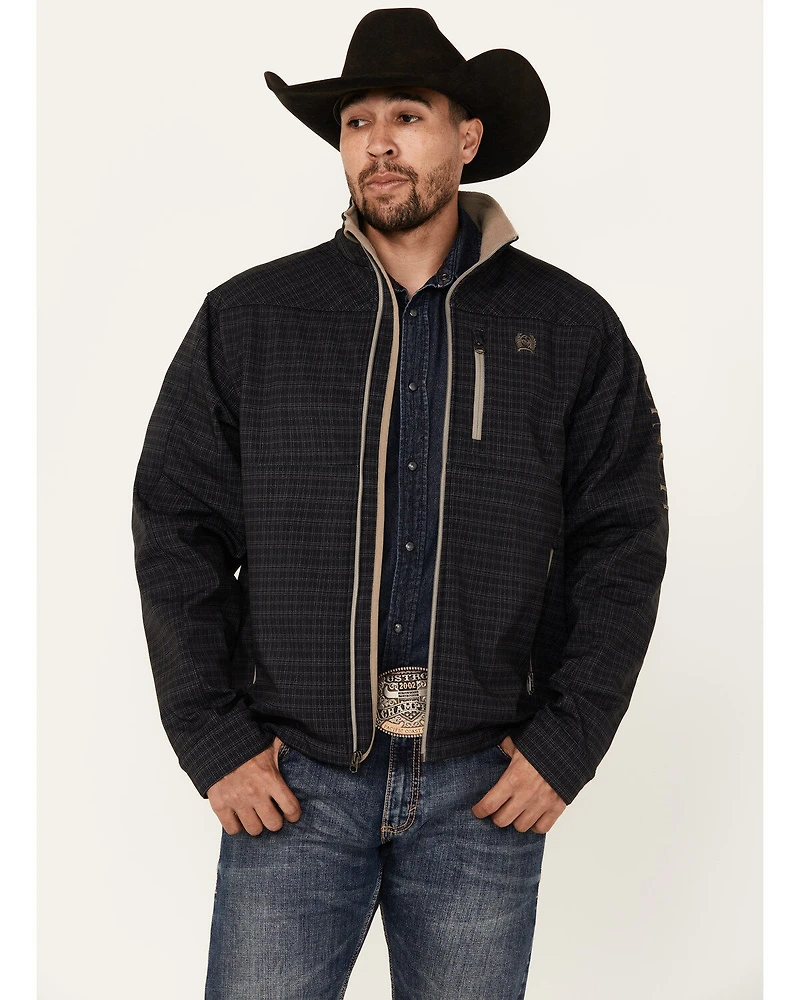 Cinch Men's Plaid Print Bonded Zip Softshell Jacket