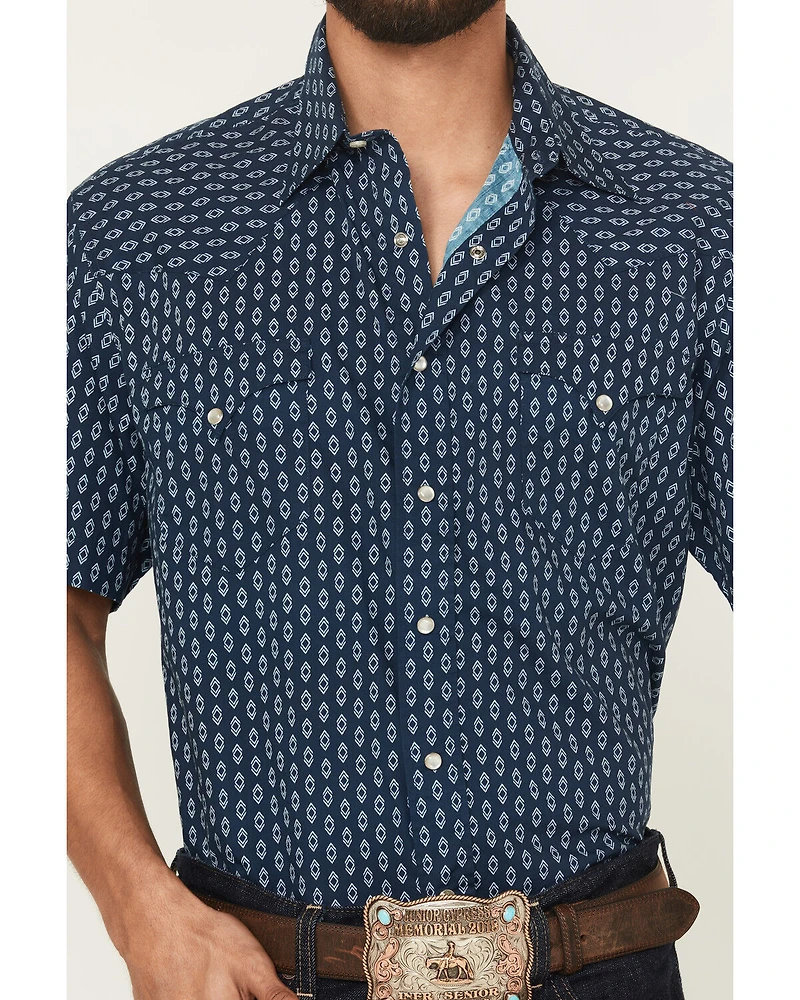 Roper Men's West Made Geo Print Short Sleeve Pearl Snap Western Shirt