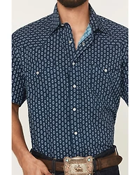 Roper Men's West Made Geo Print Short Sleeve Pearl Snap Western Shirt