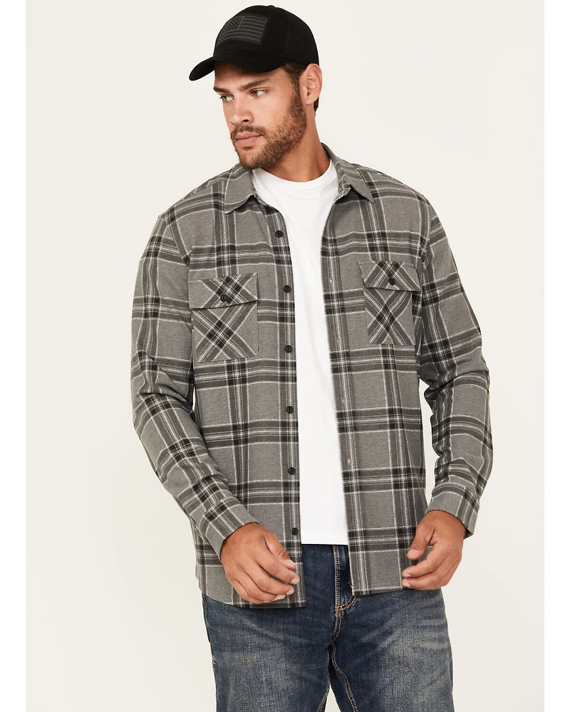 Brothers and Sons Men's Locket Plaid Print Long Sleeve Button-Down Stretch Western Shirt