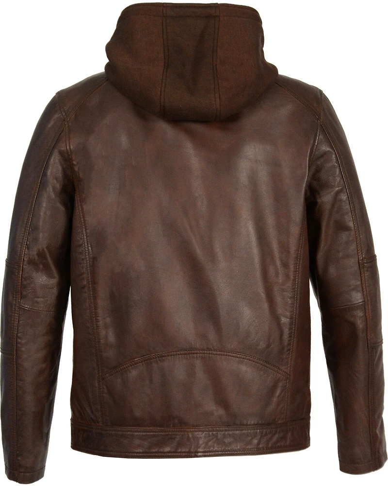 Milwaukee Leather Men's Snap Collar Moto Jacket with Removable Hood