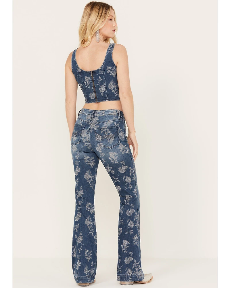 Idyllwind Women's High Risin Floral Drive Flare Jeans