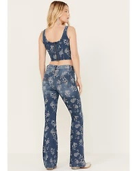 Idyllwind Women's High Risin Floral Drive Flare Jeans