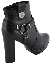 Milwaukee Leather Women's Block Heel Harness Booties - Round Toe