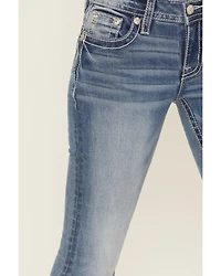 Miss Me Women's Medium Wash Wing Embroidered 32" Bootcut Stretch Jeans