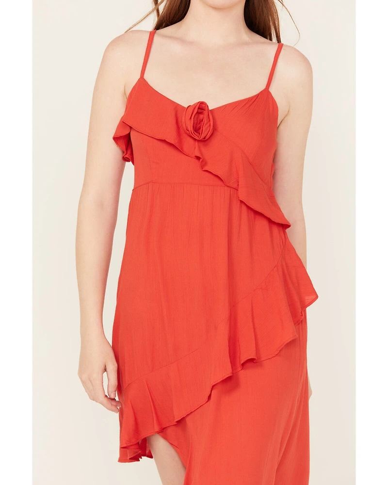Angie Women's Solid Ruffle Hem Sleeveless Mini Dress