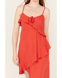 Angie Women's Solid Ruffle Hem Sleeveless Mini Dress