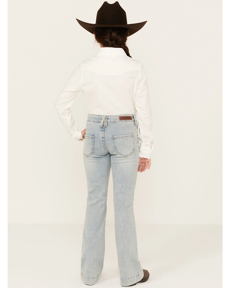 Rock & Roll Denim Girls' Light Wash Smile Pocket Trousers