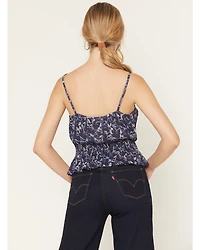 Rock & Roll Denim Women's Running Horses Sleeveless Button-Down Tank Top