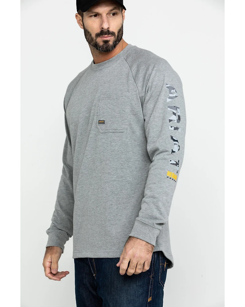 Ariat Men's Gray Rebar Cotton Strong Graphic Long Sleeve Work Shirt - Big & Tall