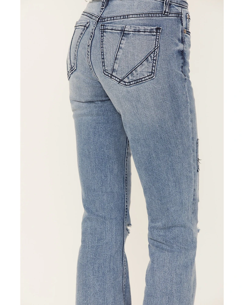 Shyanne Women's Contrast Patches Bootcut Jeans