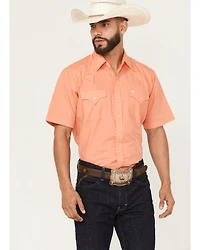 Ely Walker Men's Solid Short Sleeve Pearl Snap Western Shirt