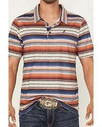 Hooey Men's San Juan Serape Stripe Print Short Sleeve Button-Down Polo Shirt
