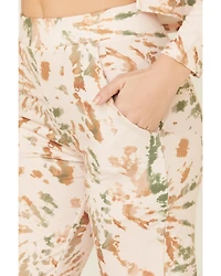 Peach Love Women's Cropped Splatter Print Sweatpants