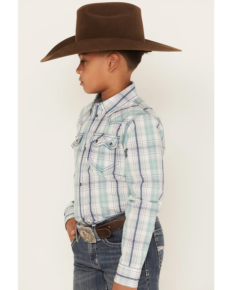 Cody James Boys' Flying Cloud Long Sleeve Plaid Snap Shirt