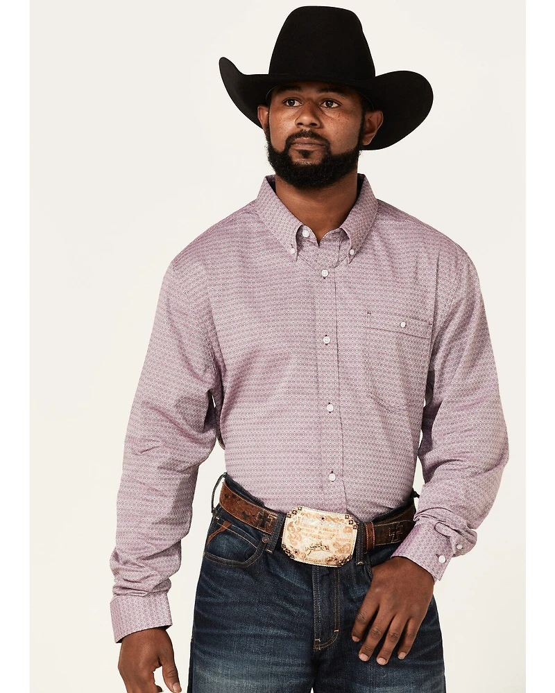 RANK 45® Men's Producer Jacquard Print Long Sleeve Button-Down Western Shirt