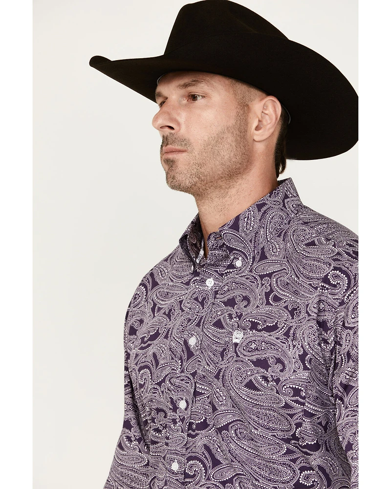 Cinch Men's Paisley Print Long Sleeve Button-Down Western Shirt