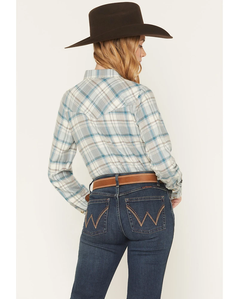 Shyanne Women's Plaid Print Long Sleeve Button-Down Flannel Shirt