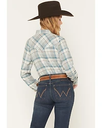 Shyanne Women's Plaid Print Long Sleeve Button-Down Flannel Shirt