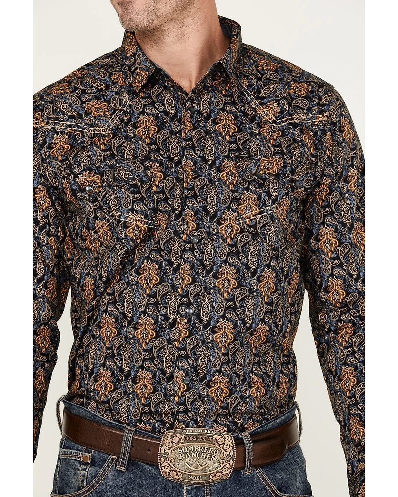 Cody James Men's Vaquero Paisley Print Long Sleeve Snap Western Shirt