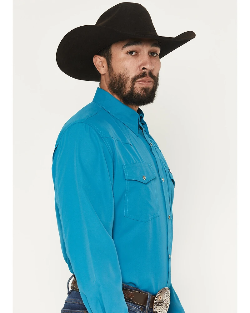 Wrangler Men's Solid Long Sleeve Snap Performance Western Shirt