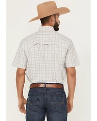 Cinch Men's Plaid Print Short Sleeve Button-Down Performance Stretch Western Shirt