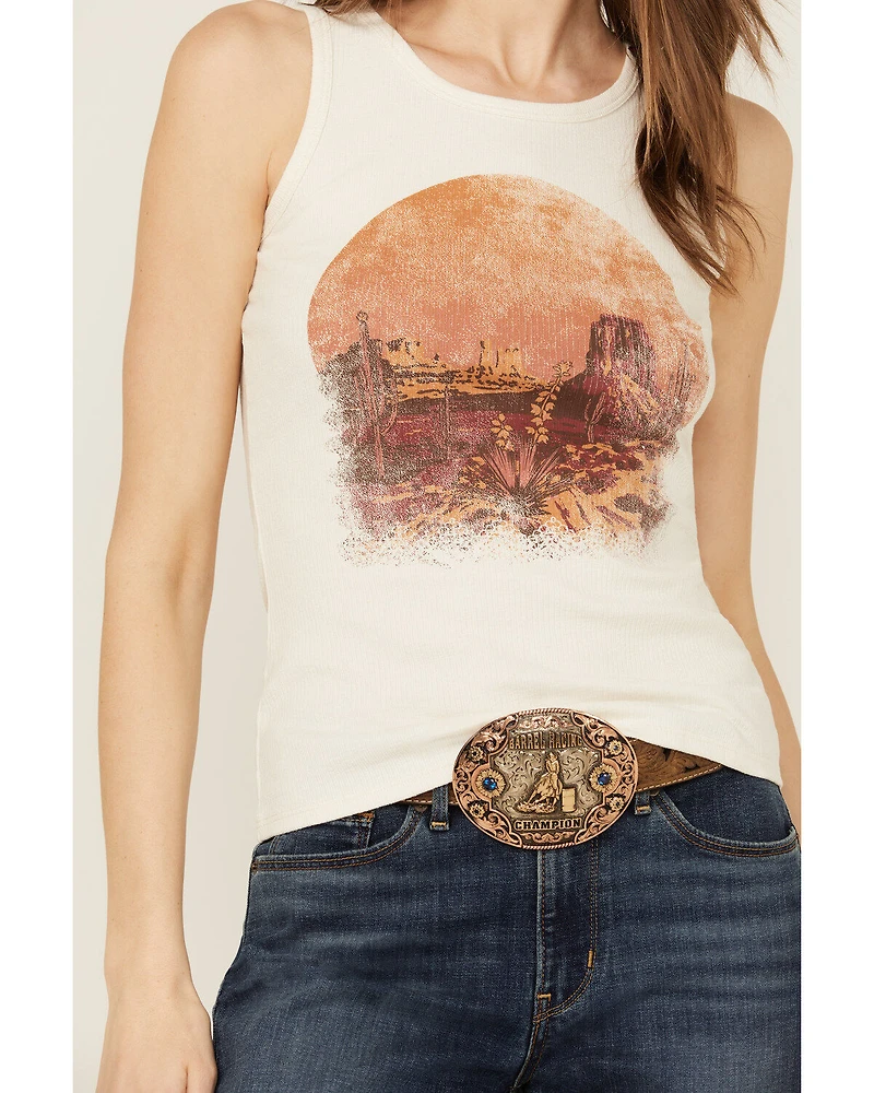 Shyanne Women's Desert Scene Graphic Rib Knit Tank