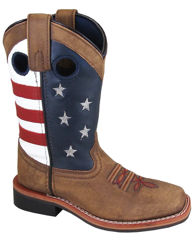 Smoky Mountain Boys' Stars and Stripes Western Boots - Square Toe