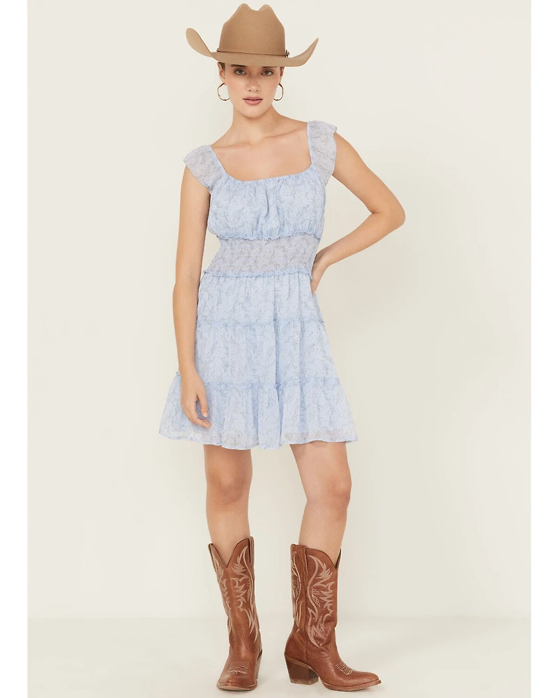 Ash & Violet Women's Floral Print Smocked Waist Mini Dress