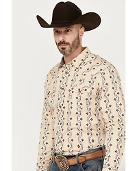 Cody James Men's Floral Striped Print Long Sleeve Snap Western Shirt