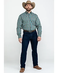 Tuf Cooper Men's Competition Brown Check Plaid Long Sleeve Western Shirt