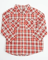 Wrangler Toddler Boys' Plaid Print Long Sleeve Snap Western Shirt