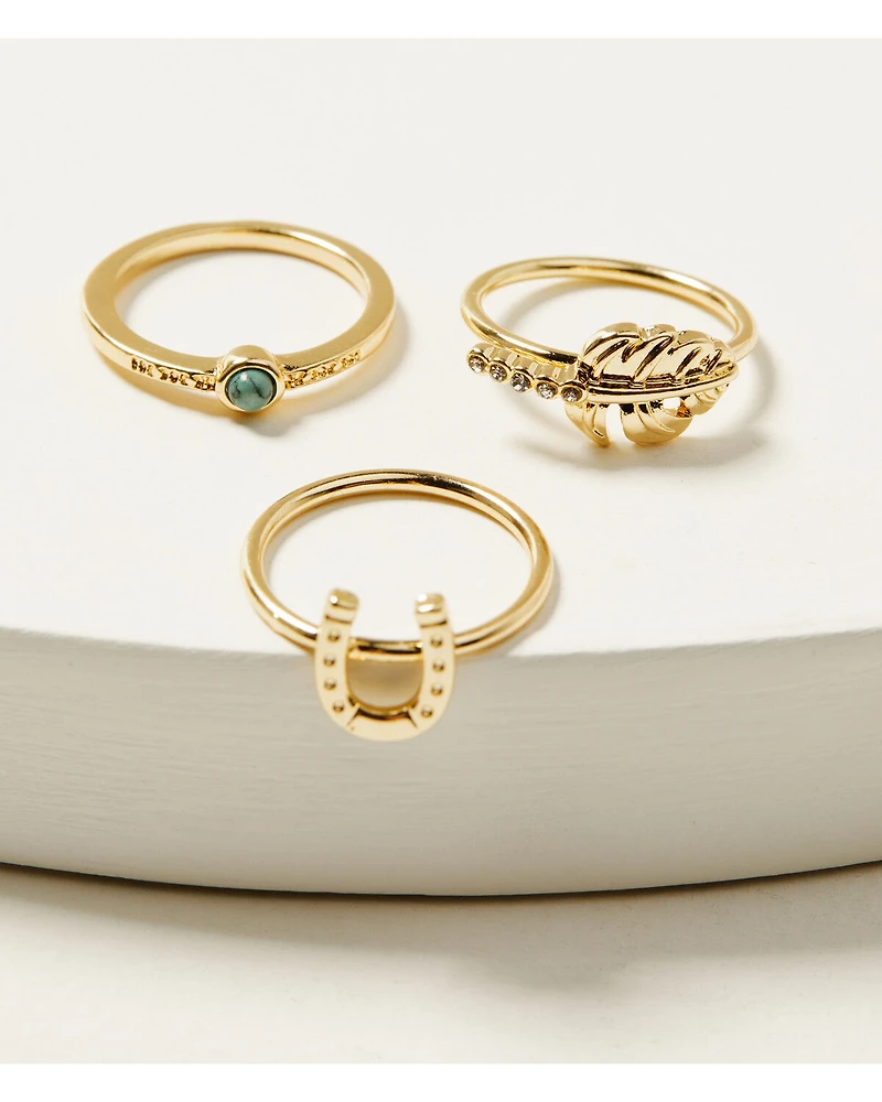 Shyanne Women's Boot Leaf Ring Set - 5 Piece