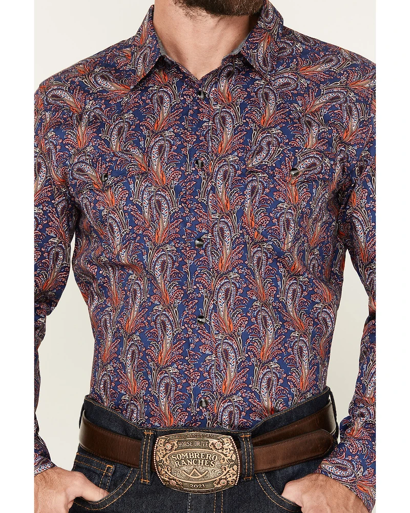 Cody James Men's Jefferson Paisley Print Long Sleeve Snap Western Shirt