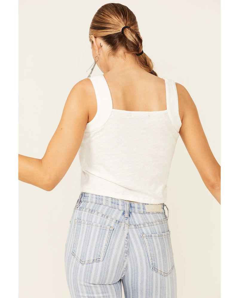 Rock & Roll Denim Women's Lace Insert Crop Tank Top