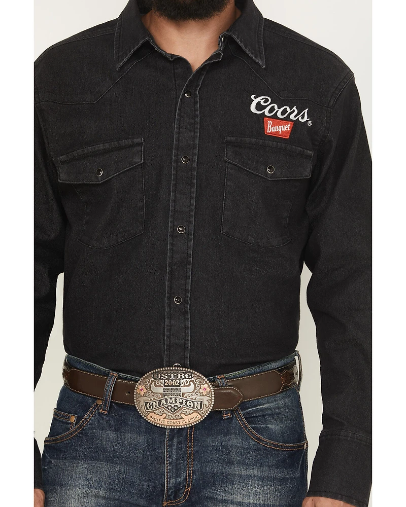 Coors Men's Boot Barn Exclusive Logo Embroidered Long Sleeve Snap Denim Shirt