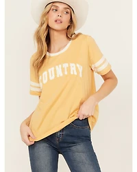 Blended Women's Country Ringer Short Sleeve Graphic Tee