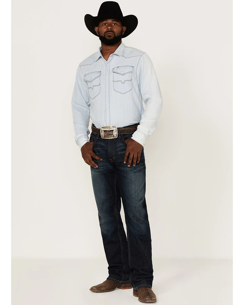 Kimes Ranch Men's Grimes Light Wash Denim Long Sleeve Snap Western Shirt