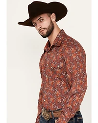 Rock & Roll Denim Men's Paisley Print Long Sleeve Snap Stretch Western Shirt